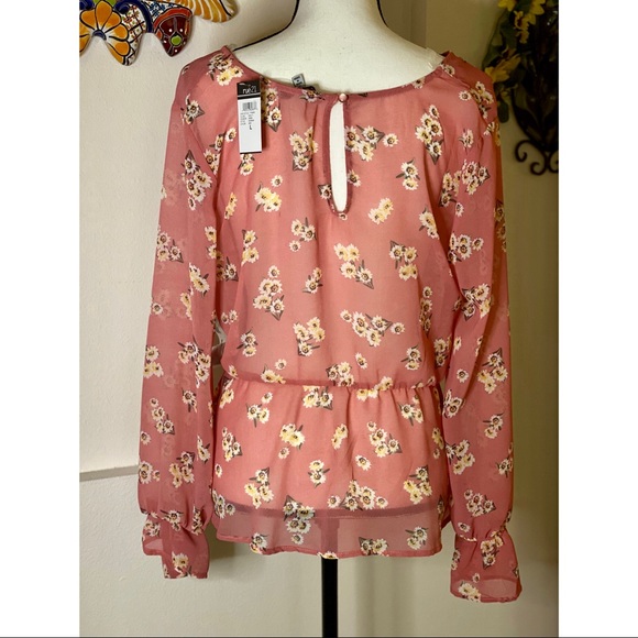 RUE21 SHEER FLORAL TOP SZ L - Picture 1 of 2
